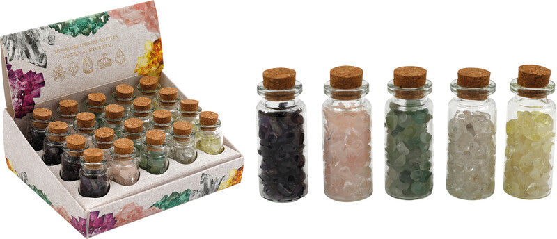 Sifcon Kristalle in Glasflasche, Glas, sortiert, Ø 2 × 5 cm, mit Korkverschluss