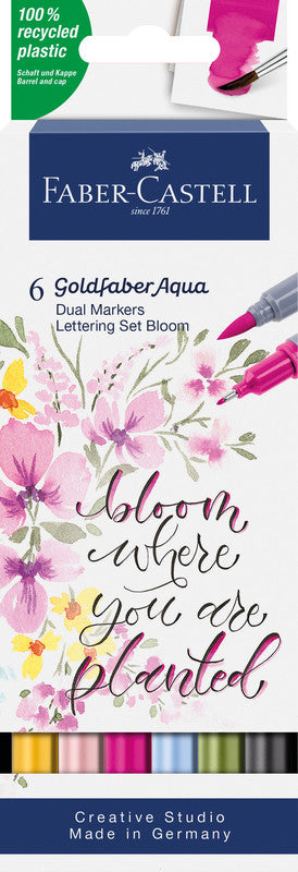 Faber-Castell Goldfaber Dual Marker Aqua Fineliner – 6er-Set – 6 Farben, sortiert