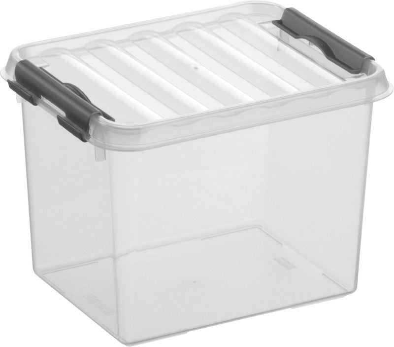 Helit die q-line Aufbewahrungsbox 3 l – mit Clipdeckel, stapelbar, 200 × 140 × 150 mm, transparent, Kunststoff