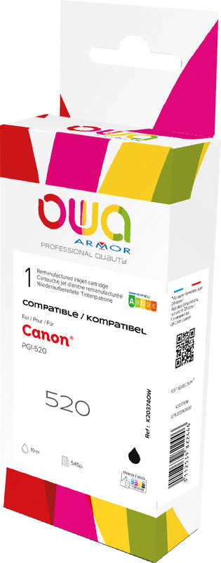 Owa Tintenpatrone PGI-520BK, schwarz, 20 ml, kompatibel – für Canon