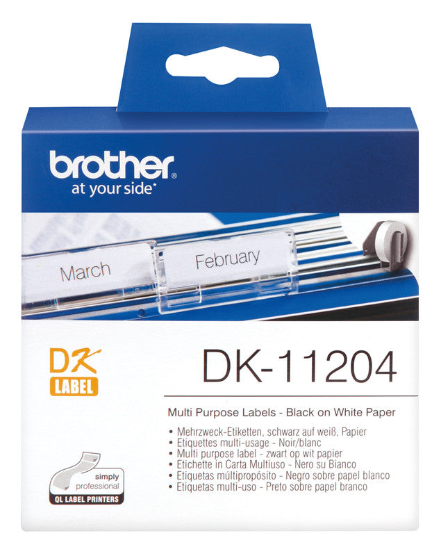 Brother Etiketten, 17 mm × 54 mm, weiss, Papier, permanent, 400 Etiketten