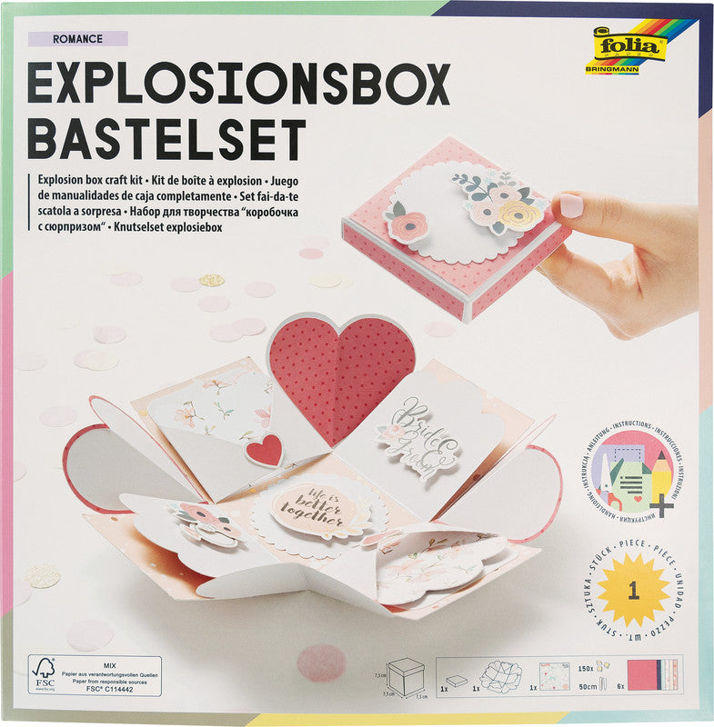 Folia Geschenkbox – Romantik – Bastelset – zum Basteln – 75 × 75 × 75 mm