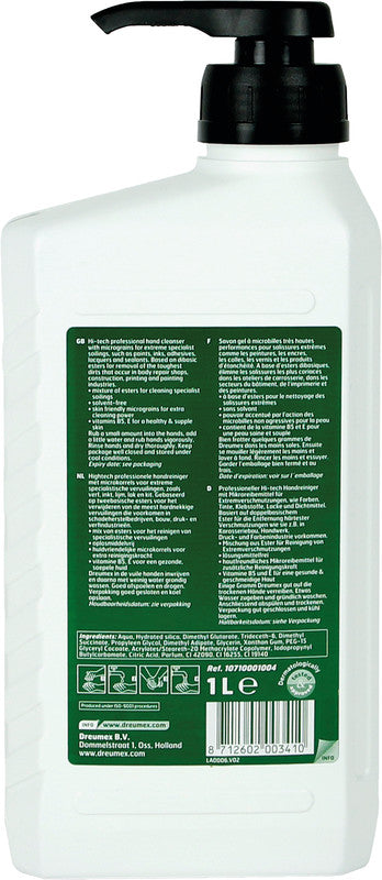 Dreumex Handreinigungspaste – weiss, 1 l, inkl. Pumpe, Lavendelduft, lösungsmittel- und silikonfrei
