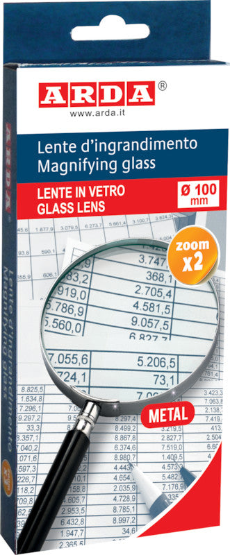 Arda Handlupe – 2× – Ø 100 mm – Metallfassung, schwarz