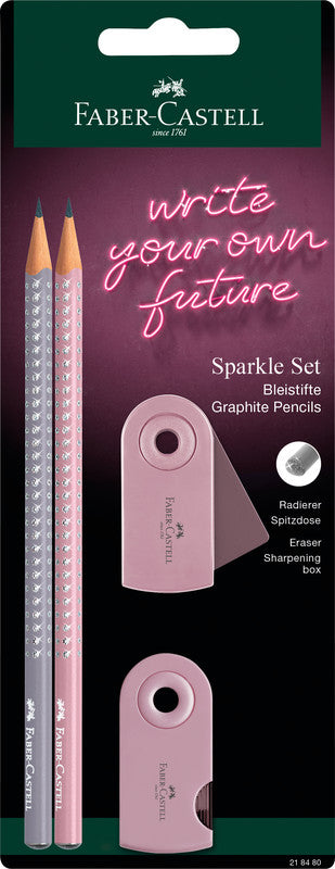 Faber-Castell Grip Sparkle Bleistift, Grip-Zone, B, Mine Ø 2 mm, farbig sortiert – Set