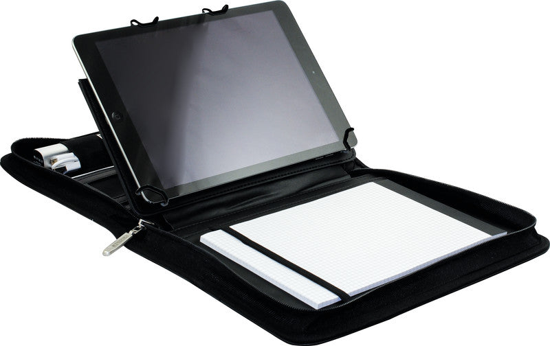 Schreibmappe Aventura Vario, für A5, für Tablets bis 10", Reissverschluss – Kunstleder – Schwarz