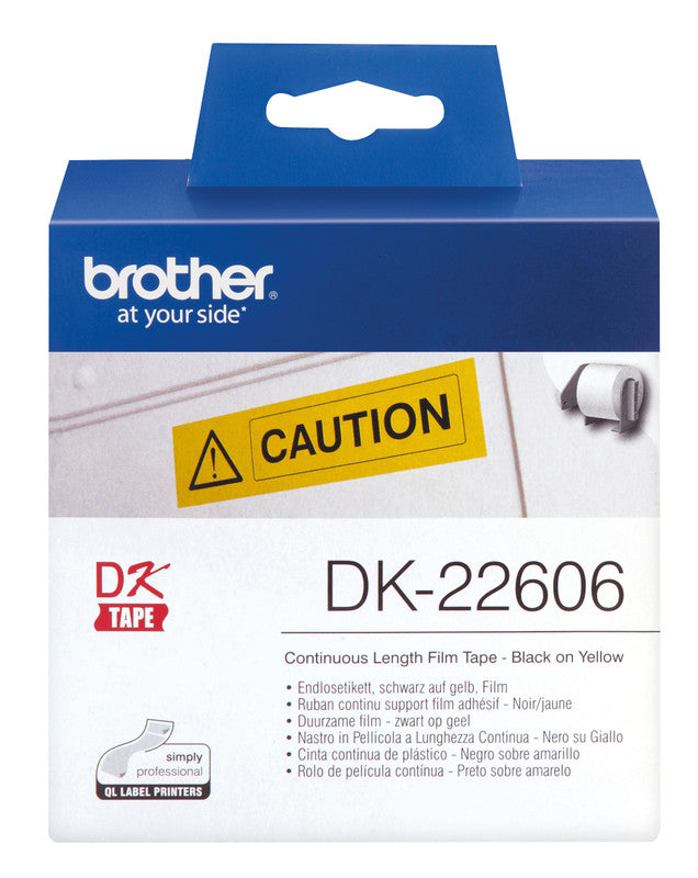 Brother Endlos-Kartonschilder, 62 mm × 15,2 m, Gelb, Kunststoff, Permanent
