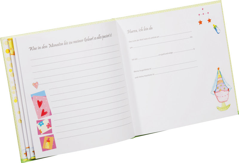 Pagna Baby-Tagebuch – 240 × 230 mm – 48 Seiten – gebunden, mehrfarbig, farbig illustriert