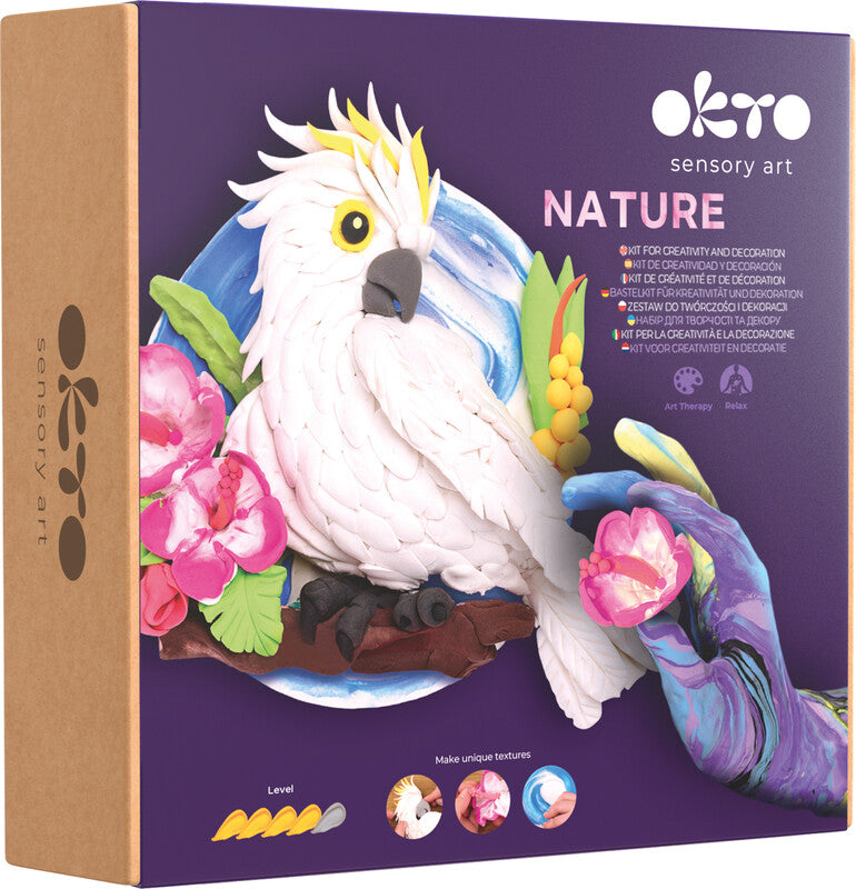 Okto Sensory Art – Modelliermasse-Set Air Clay 3D Kakadu – ab 14 Jahren – Ø 160 mm