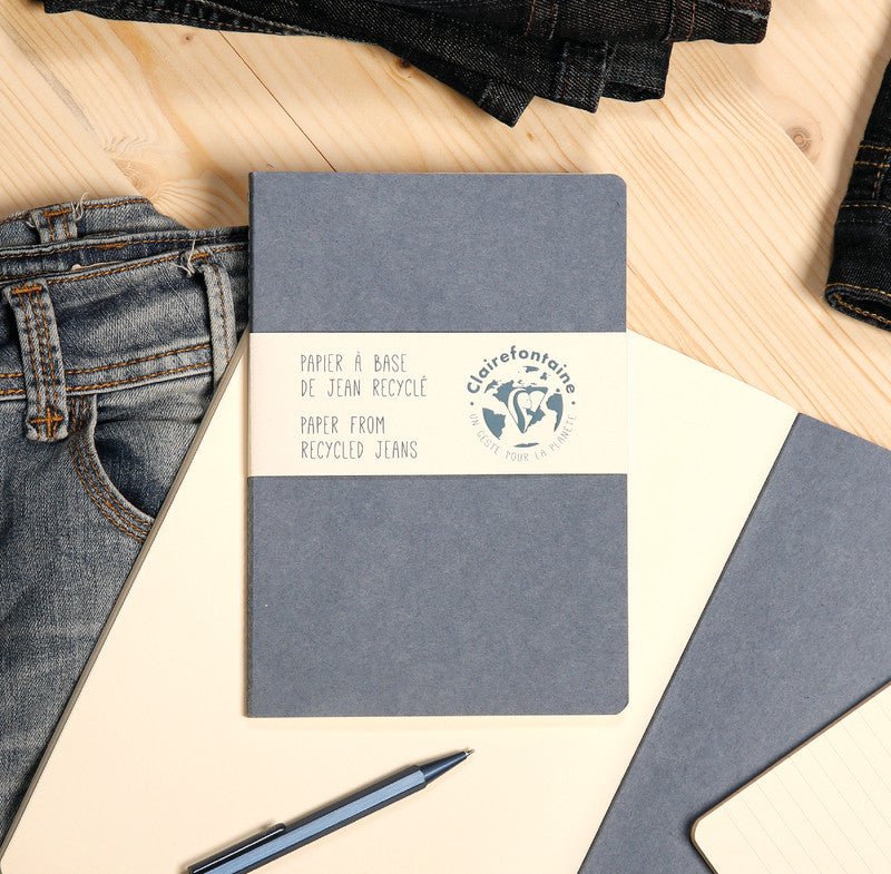 Clairefontaine Notizheft, A6, liniert, Fadenheftung, 96 Seiten, 90 g/m² – Jeans