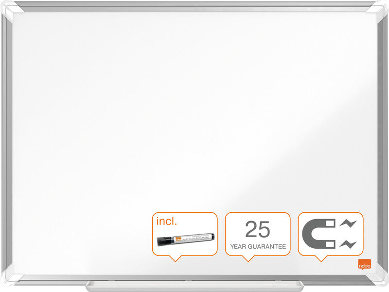 Nobo Whiteboard – 60 × 45 cm, Emaille, magnetisch, Aluminiumrahmen, Wandmontage, inkl. Stifteablage