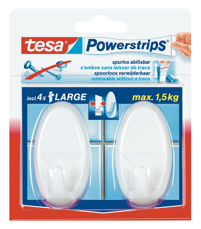 TESA Haken – Kunststoff – Weiss – 2 kg – 2 Stück