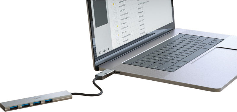 Hama USB-Hub – 4 Ports (USB-A), grau