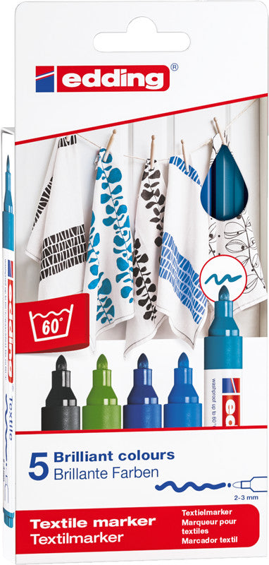 Edding Textil Marker – sortiert, 5er Set
