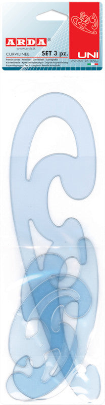 ARDA Wandtafel-Lineal 13,9 cm×16,8 cm×31,1 cm – Kunststoff, Blau, mit abgerundeten Ecken – 3er-Set
