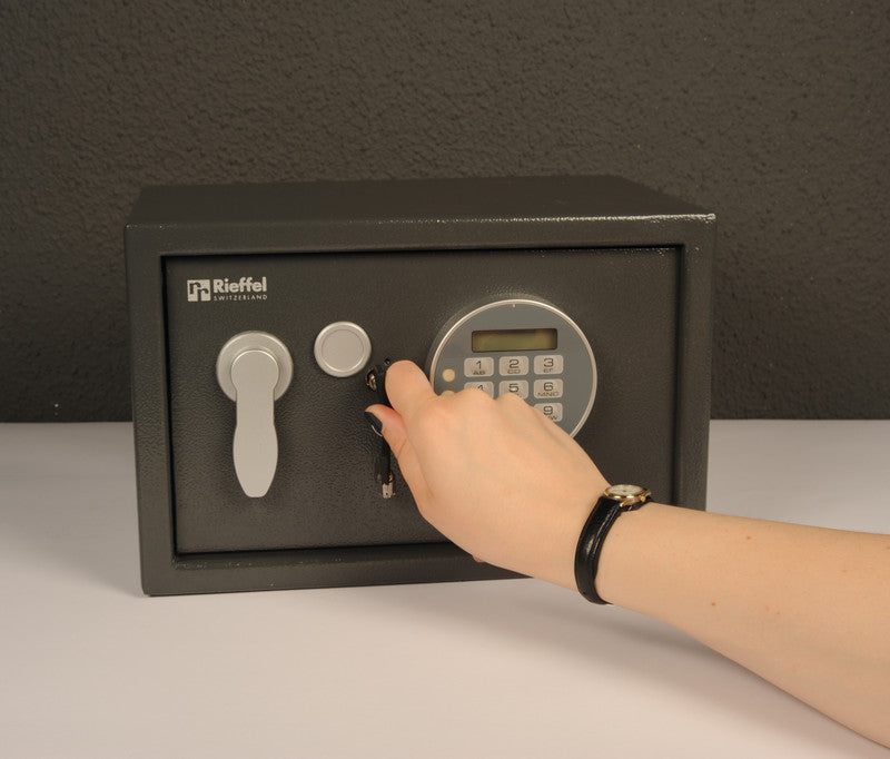 Rieffel Tresor – mit Elektronikschloss, Stahl, dunkelgrau, 310 × 200 × 200 mm