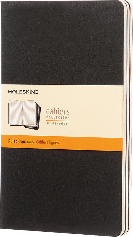 Moleskine Notizheft, 130 × 210 mm, liniert, Fadenheftung, Karton, 80 Seiten, 70 g/m² – schwarz, 3er-Pack