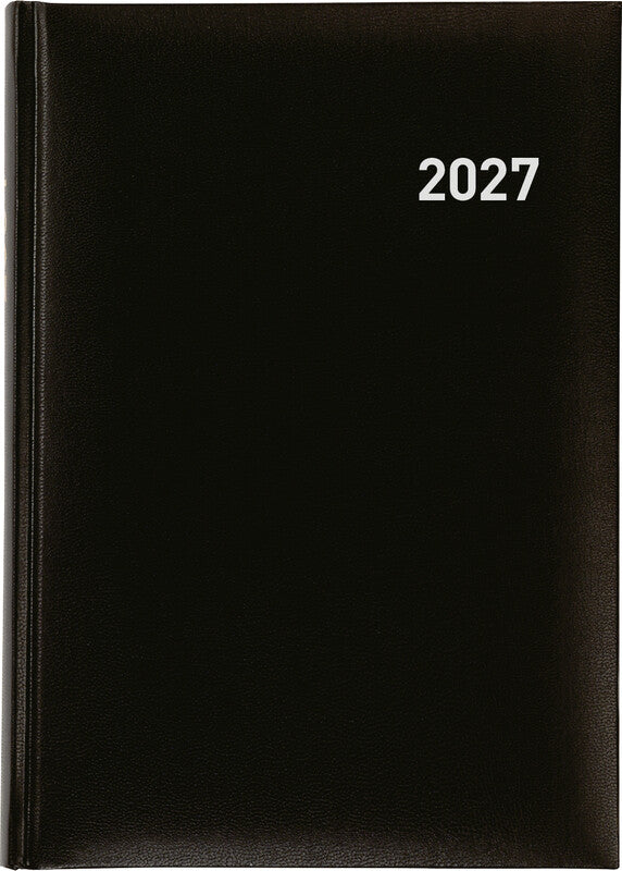 Biella Manager Agenda – 1 Tag pro Seite, gebunden, 14,5 × 20,5 cm, 2027, 1/4-Stunden-Takt, mehrsprachig, schwarz, FSC