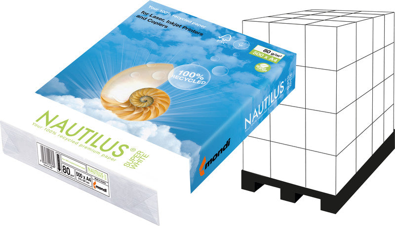 Nautilus Kopierpapier – A4, 80 g/m², hochweiss – für Inkjet/Laser/Kopierer – FSC – 500 Blatt