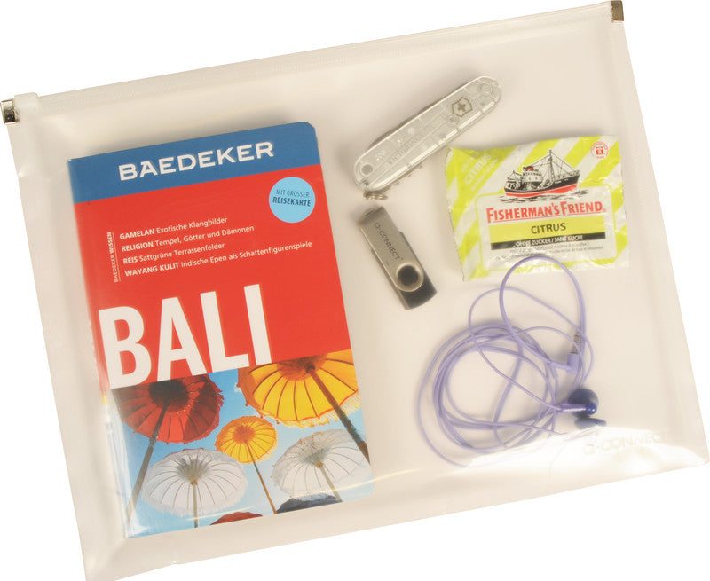 Q-CONNECT Sammelmappe, für A4, Kunststoff, transparent, mit Zippverschluss