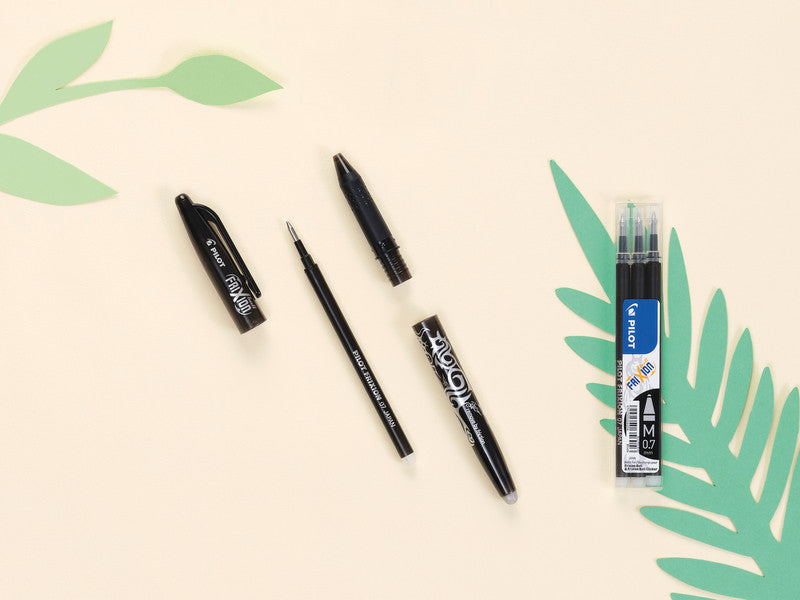 Pilot FriXion Ball Gelschreiber – schwarz, 0,7 mm, radierbar, Kappe, nachfüllbar