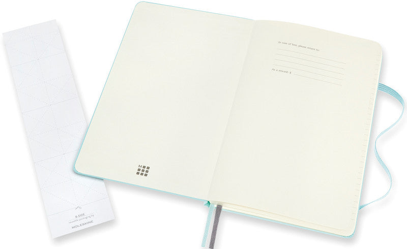 Moleskine Notizbuch, 130 × 210 mm, punktkariert, Leimbindung, Hardcover, 160 Seiten, 120 g/m² – aquamarin