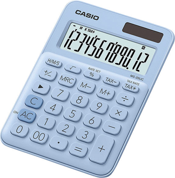 Casio Tischrechner MS-20UC – 12-stellig, LCD, Währung/Prozent, Solar + Batterie