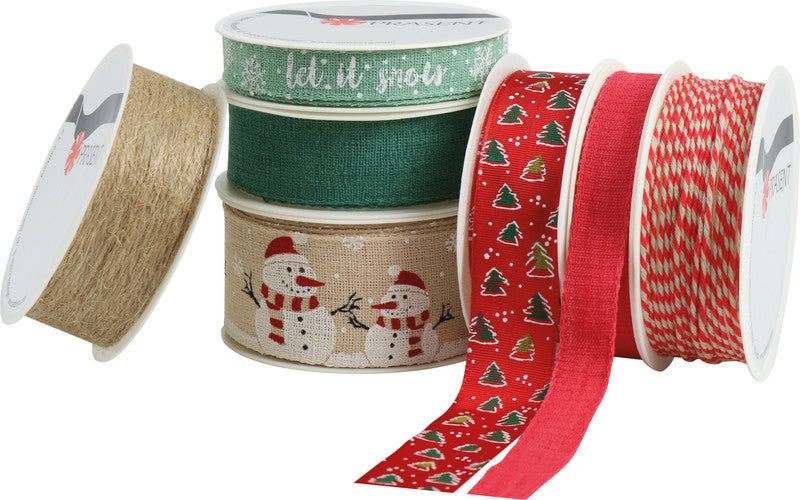 Präsent Geschenkband – New Life Christmas (Weihnachten) – Leinen, sortiert