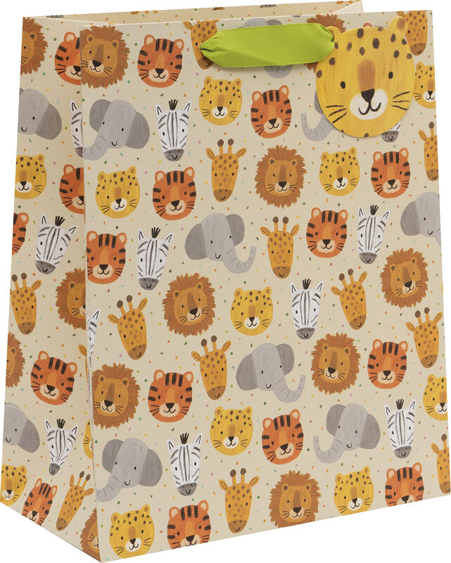 Glick Geschenktasche 'Jungle Joy' – 20 × 10 × 25,5 cm, Papier, mit Satinband, mehrfarbig, mit Folienprägung