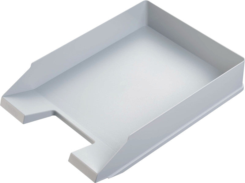 Helit Stapelbarer Briefkorb mit Griffausschnitt, Beschriftungsfeld, matt, grau, B 255 × H 67 × T 345 mm