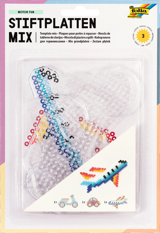 Folia Bügelperlen Stifteplatten – 3 Stück – transparent