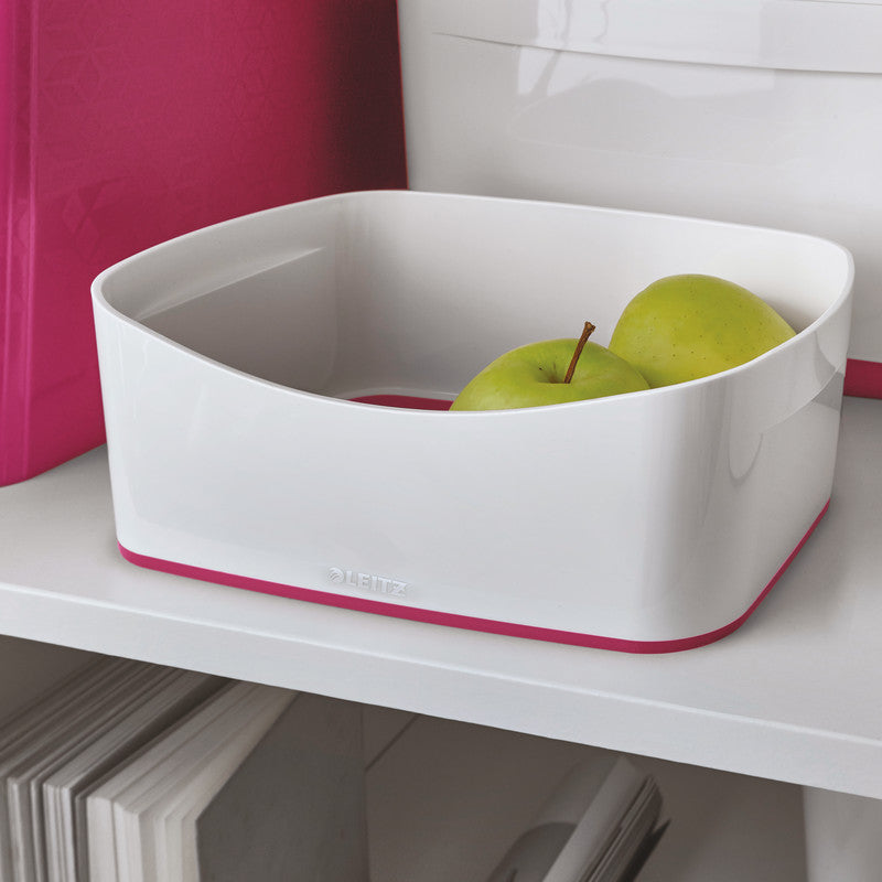 Leitz Aufbewahrungsschale MyBox – ABS-Kunststoff, weiss/pink metallic, 24,6 × 9,8 × 16 cm