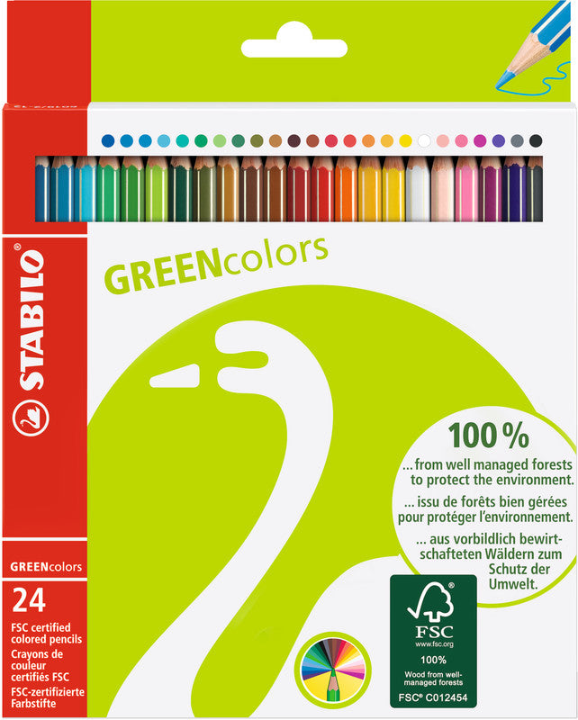 STABILO Buntstifte GREENcolors – 24 Farben, Ø 3 mm, FSC