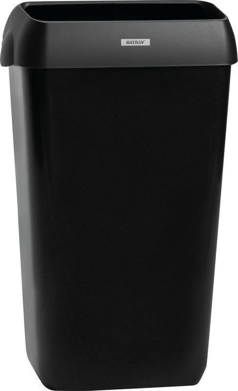 Katrin Abfallcontainer – 25 l, mit Deckel – Kunststoff, schwarz – B × H × T 330 × 550 × 230 mm