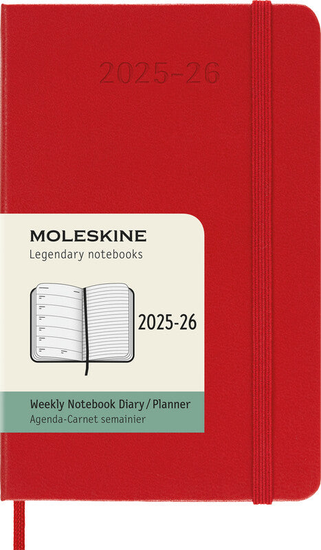 Moleskine Schüleragenda – 1 Woche/1 Seite, gebunden, 9 × 14 cm, 18 Monate Jul–Dez, scharlachrot, FSC