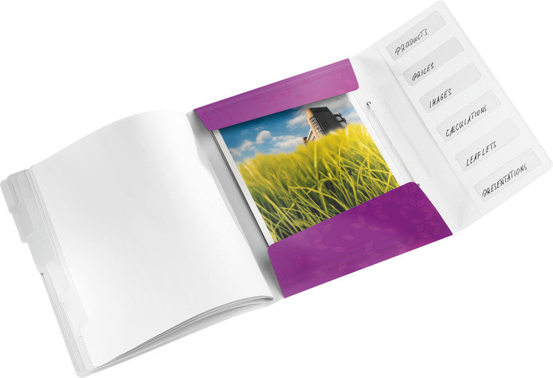 Leitz WOW Fächermappe A4 – 6 Fächer, Gummiband, Polypropylen (PP), metallisch violett