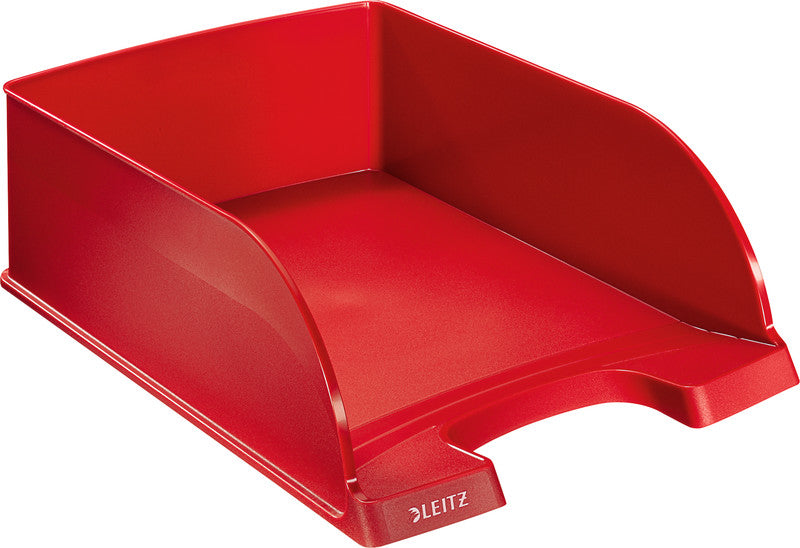 Leitz Stapelbarer Briefkorb mit Griffausschnitt, Beschriftungsfeld, matt, rot, B 255 × H 103 × T 357 mm