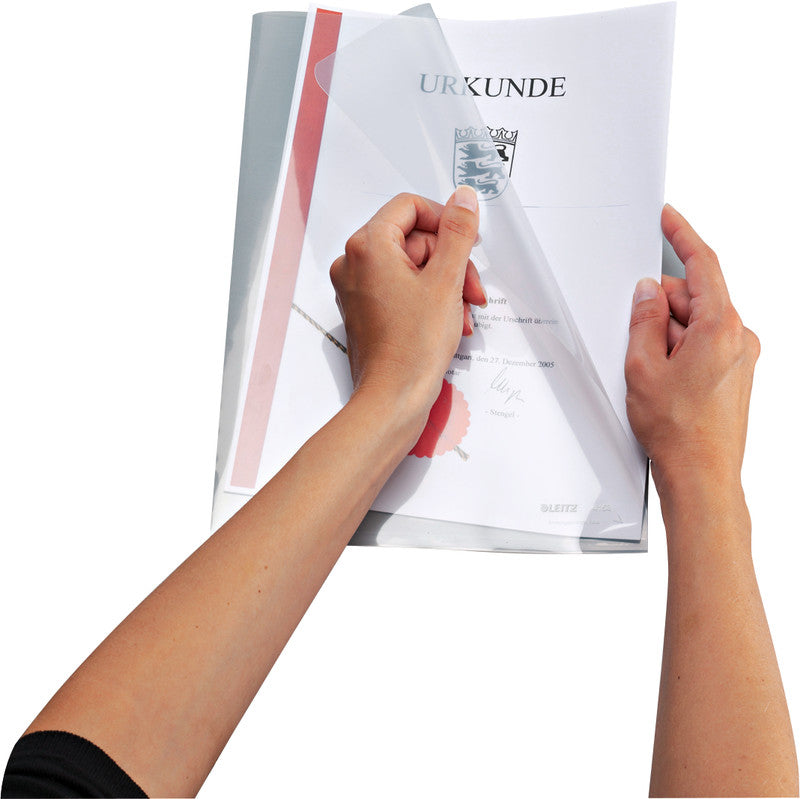 Leitz Sichtmappe A4 – transparent, Kunststoff, glänzend, 150 µm, 100er-Pack
