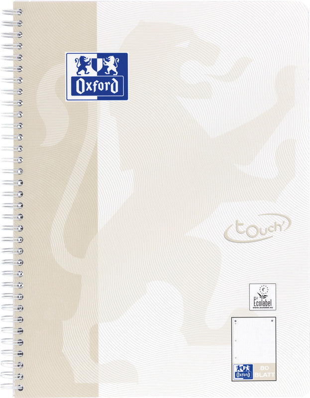 Oxford Collegeblock, Karton, 80 Blatt, 4-fach gelocht, perforiert, 90 g/m² – Sand, für SCRIBZEE App