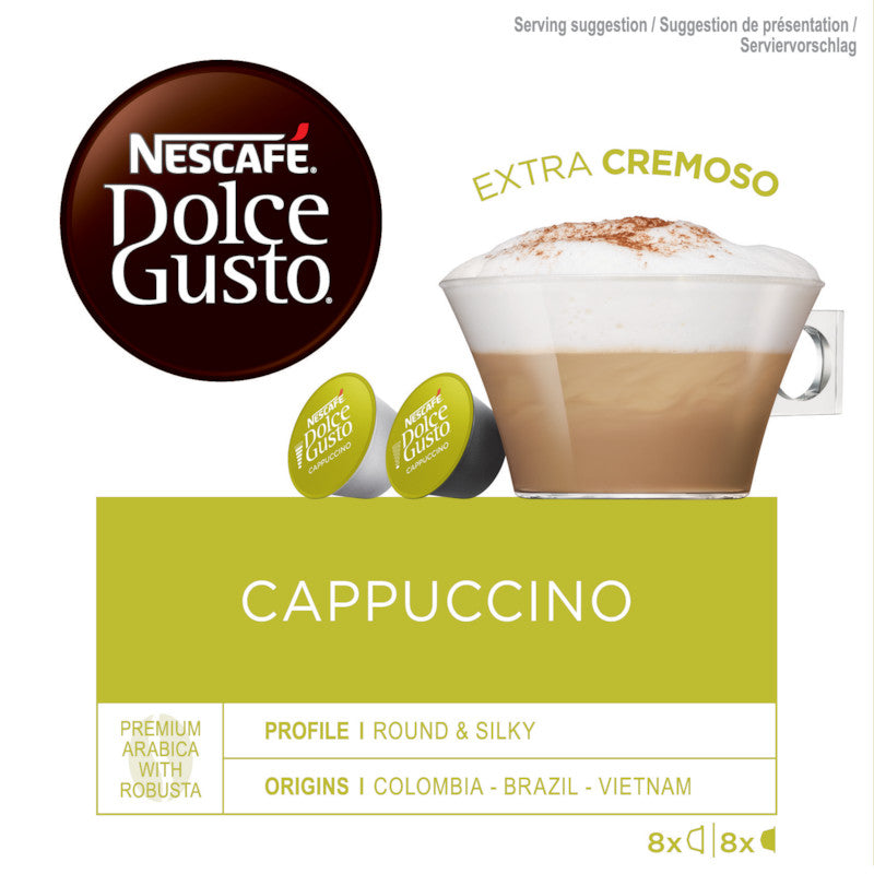 Nescafé Dolce Gusto Kaffeekapseln Cappuccino – für Dolce Gusto – 16 Kapseln