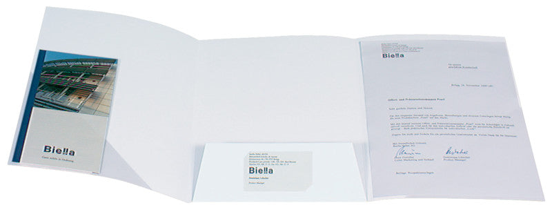 Biella Konferenzmappe – A4, Visitenkartenfach, Karton, Weiss