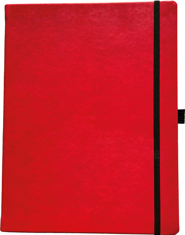 Denkzettel Notizbuch, 190 × 250 mm, kariert, Fadenheftung, Hardcover, 192 Seiten, perforiert, 80 g/m² – rot
