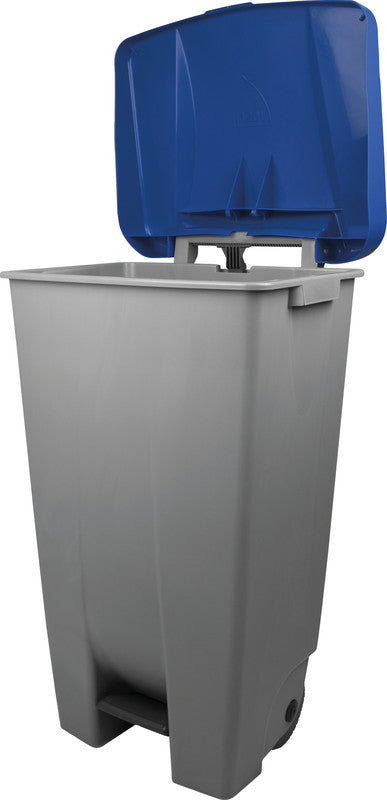 Helit Abfallcontainer the Step Chief – 120 l, mit Deckel, Kunststoff, grau – B × H × T 510 × 875 × 425 mm