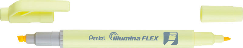Pentel Illumina Flex Textmarker – Pastellgelb, Keil/Fein 1,5–3,5/1,0 mm, nachfüllbar