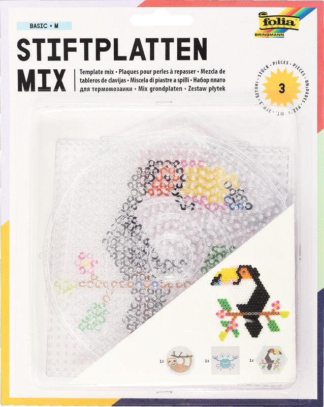 Folia Bügelperlen Stifteplatten – 3 Stück – transparent