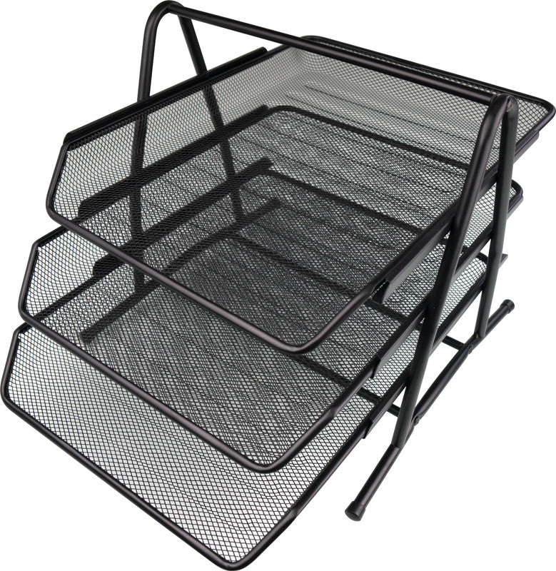 Helit Briefkorb – Stahl, für A4 und C4, 3 Fächer, glänzend, schwarz, B 295 × H 270 × T 350 mm