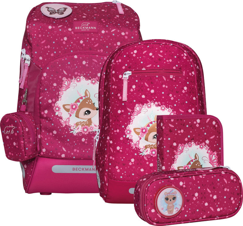 Beckmann Schulrucksack Active Air Flx – 6-teilig – Forest Deer – aus recycelten PET-Flaschen