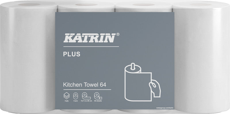 Katrin Handtuchrolle – 3-lagig, Papier, Weiss, 230 mm × 16,64 m, 4 Rollen