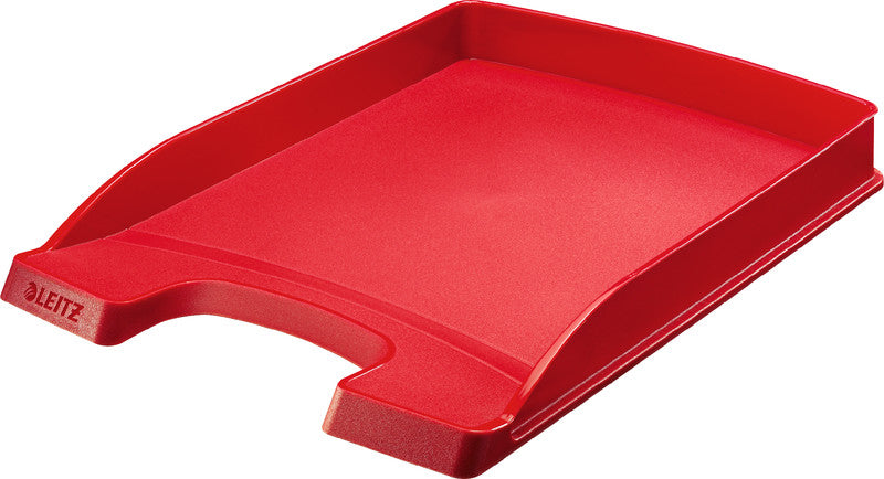 Leitz Stapelbarer Briefkorb mit Griffausschnitt, Beschriftungsfeld, matt, rot, B 255 × H 35 × T 357 mm