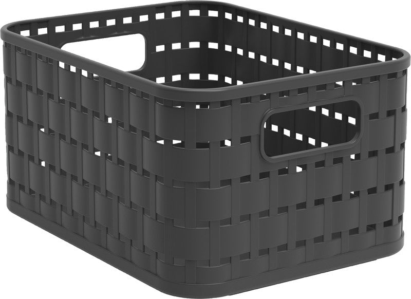 Rotho Aufbewahrungskorb – Kunststoff, schwarz, 18,3 × 9,8 × 13,7 cm – 1er-Pack